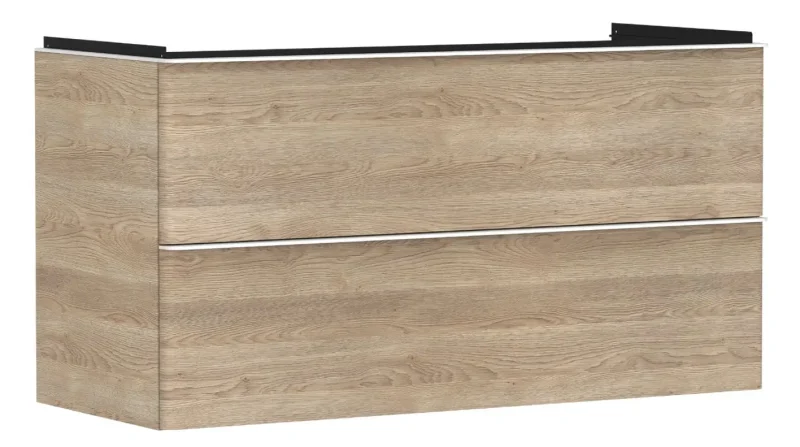 Hansgrohe Xelu Q - izlietnes skapītis, 63x118x50 cm, 2 atvilktnes, dabīgs ozols/balts matēts 54037700