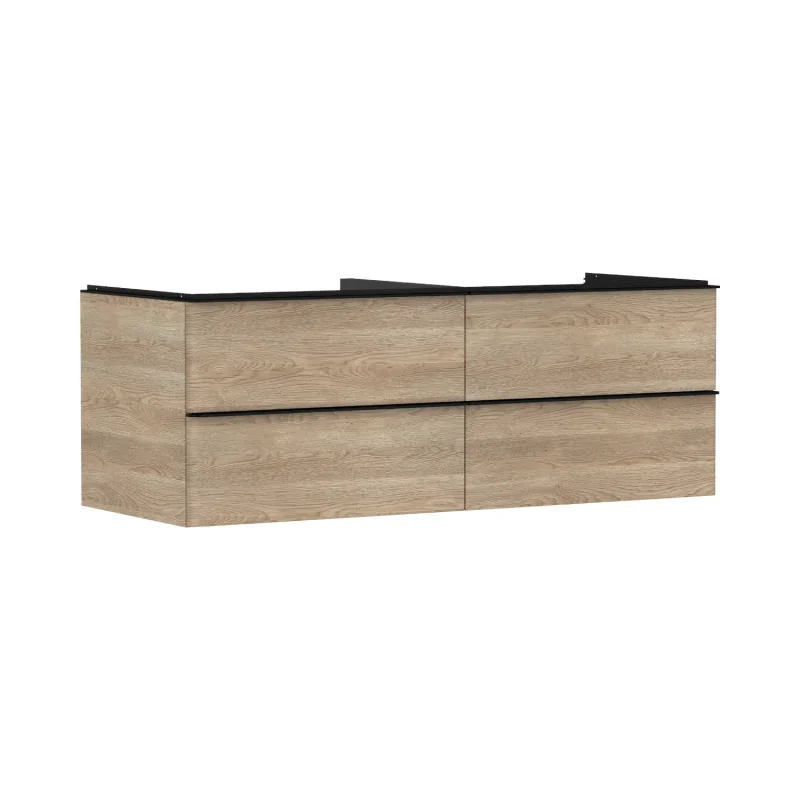 Hansgrohe Xelu Q - izlietnes skapītis, 50x136x55 cm, 4 atvilktnes, dabīgs ozols/matēti melns 54088670
