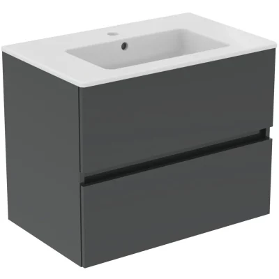 Ideal Standard Eurovit+ - izlietne ar apakšskapi, 55x70x44 cm, 2 atvilktnes, tumši pelēks R0573TI