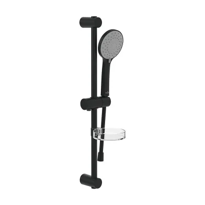 Villeroy & Boch Universal Showers - rokas dušas, stieņa un šļūtenes komplekts, 3 strūklas veidi, matēti melns TVS109004UK0K5