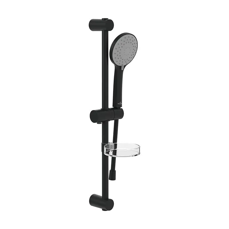 Villeroy & Boch Universal Showers - rokas dušas, stieņa un šļūtenes komplekts, 3 strūklas veidi, matēti melns TVS109004UK0K5