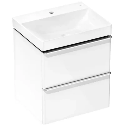 Hansgrohe Xelu Q - izlietne ar zemizlietnes skapi, 63x58x50 cm, 2 atvilktnes, balts spīdīgs/hroms 54371000