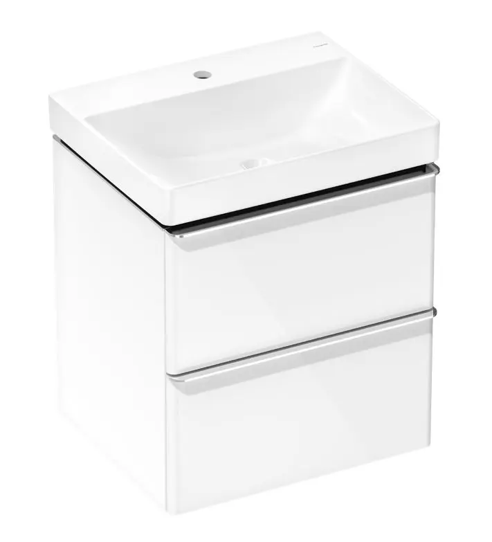Hansgrohe Xelu Q - izlietne ar zemizlietnes skapi, 63x58x50 cm, 2 atvilktnes, balts spīdīgs/hroms 54371000
