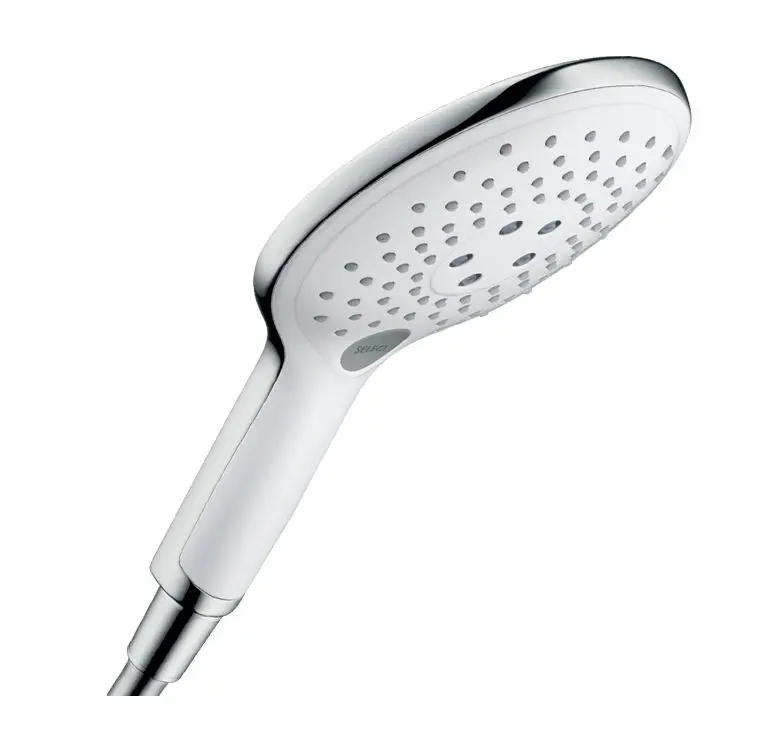 Hansgrohe Raindance Select S - dušas galva 150, 3 strūklas, EcoSmart 9 l/min, balta / hromēta 28588400