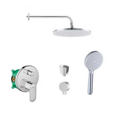 Hansgrohe/Kielle - dušas komplekts ar maisītāju un zemapmetuma montāžas korpusu, hroms SANI21HKK010