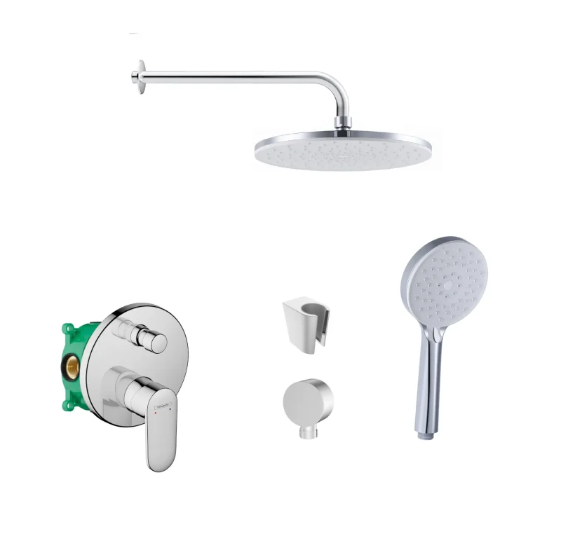 Hansgrohe/Kielle - dušas komplekts ar maisītāju un zemapmetuma montāžas korpusu, hroms SANI21HKK010