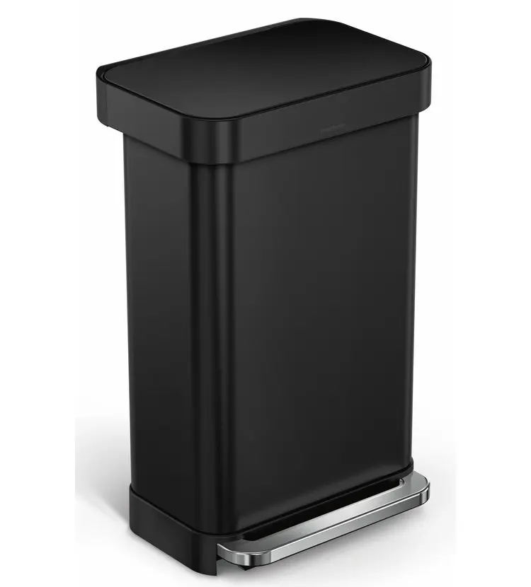 Simplehuman atkritumu tvertne - atkritumu spainis 45 l, ar maisu nodalījumu, matēti melns CW2092