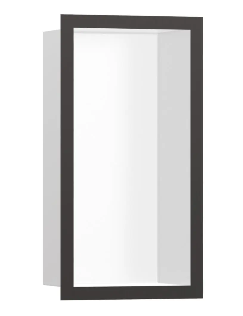 Hansgrohe XtraStoris Individual - sienas niša ar dizaina rāmi, 30x15x10 cm, balts matēts / hroms melns matēts 56096340