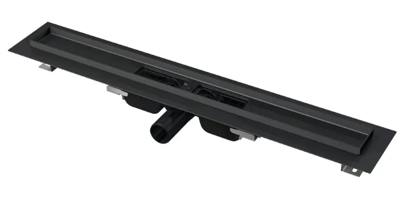 Alcadrain dušas notekas - dušas tekne 85 cm, ar apmali caurumotai restei, matēti melna APZ101BLACK-850