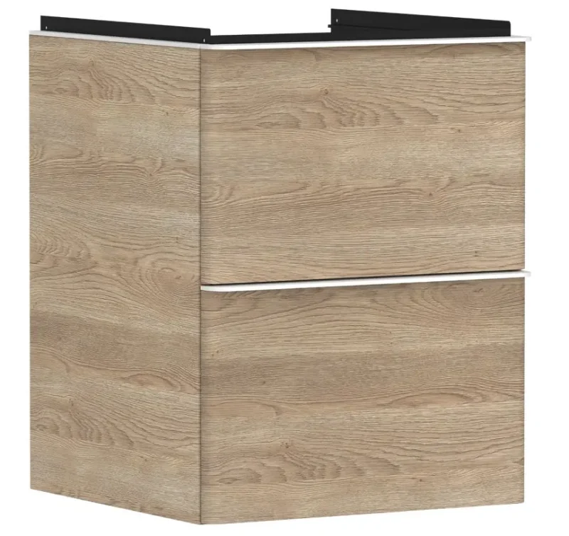 Hansgrohe Xelu Q - izlietnes skapītis, 63x48x50 cm, 2 atvilktnes, dabīgs ozols/matēti balts 54021700