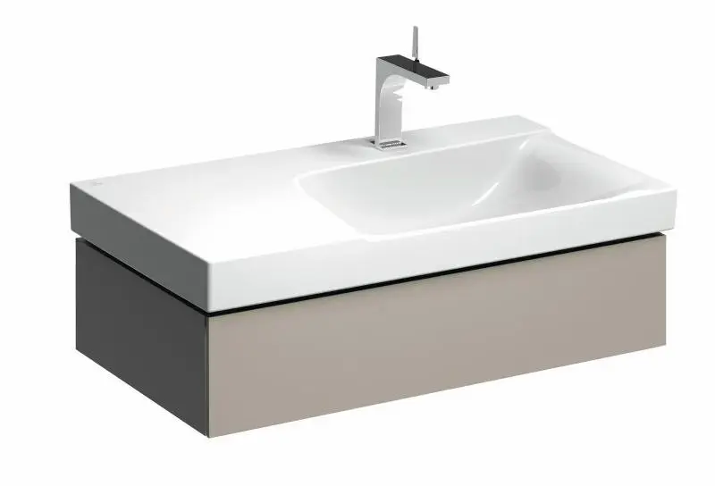 Geberit Xeno 2 - izlietnes skapītis 90 cm ar virsmu, izvelkama atvilktne ar LED apgaismojumu, greige 500.514.00.1
