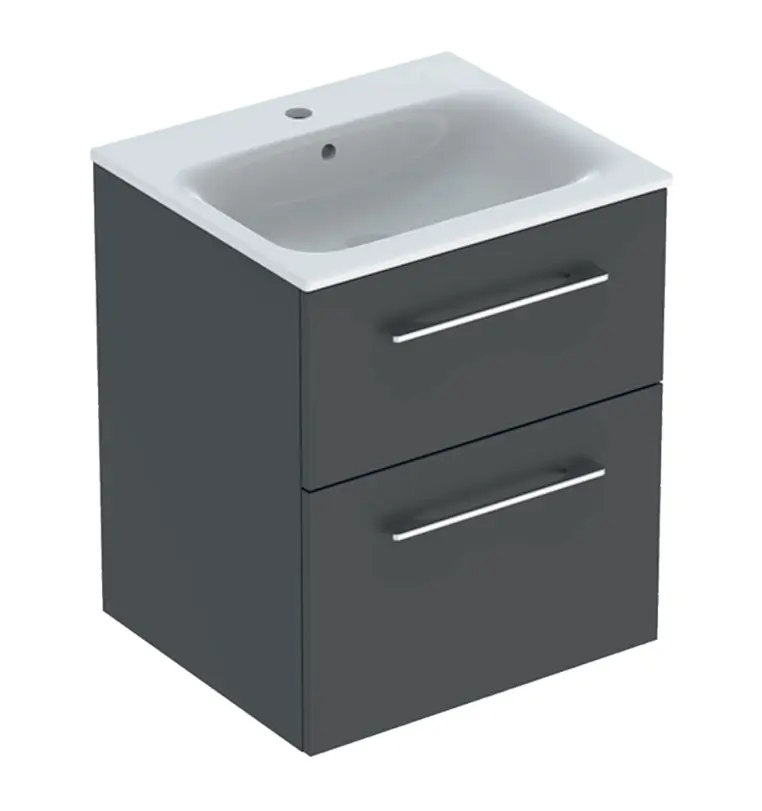 Geberit Selnova Square - izlietnes skapis 64x54x48 cm, ar izlietni, 2 atvilktnēm, Lava matēts 501.233.00.1
