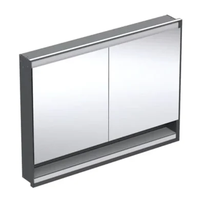 Geberit ONE - spoguļskapis ar LED apgaismojumu, 120x90x15 cm, 2 durvis, ar nišu, iebūvējams, melns matēts 505.825.00.7