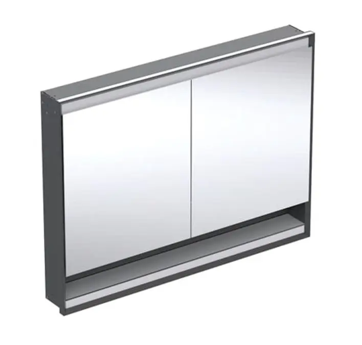 Geberit ONE - spoguļskapis ar LED apgaismojumu, 120x90x15 cm, 2 durvis, ar nišu, iebūvējams, melns matēts 505.825.00.7