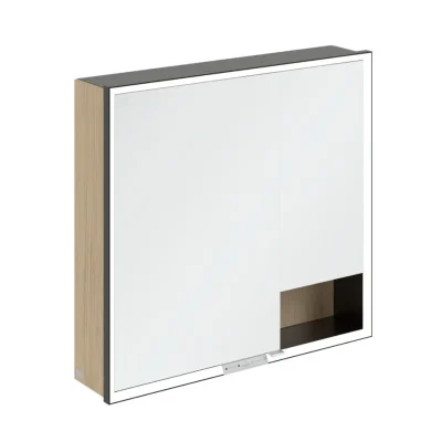 Villeroy & Boch My View+ - spoguļskapītis ar LED apgaismojumu 80x75x17 cm, 2 durvis, Nordic Oak/matēti melns B48180VJ