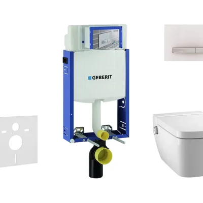 Geberit Kombifix - uzstādīšanas elements sienas WC ar vadības plati SIGMA50, alpīnbalts + Tece One - dušas WC un WC sēdeklis, bez apmales, SoftClose 110.302.00.5 NT8