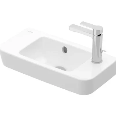 Villeroy & Boch O.novo - kompakta roku mazgāšanas izlietne 50x25 cm, ar pārplūdi, 1 jaucējkrāna caurums labajā pusē, Alpu balta 4342R501