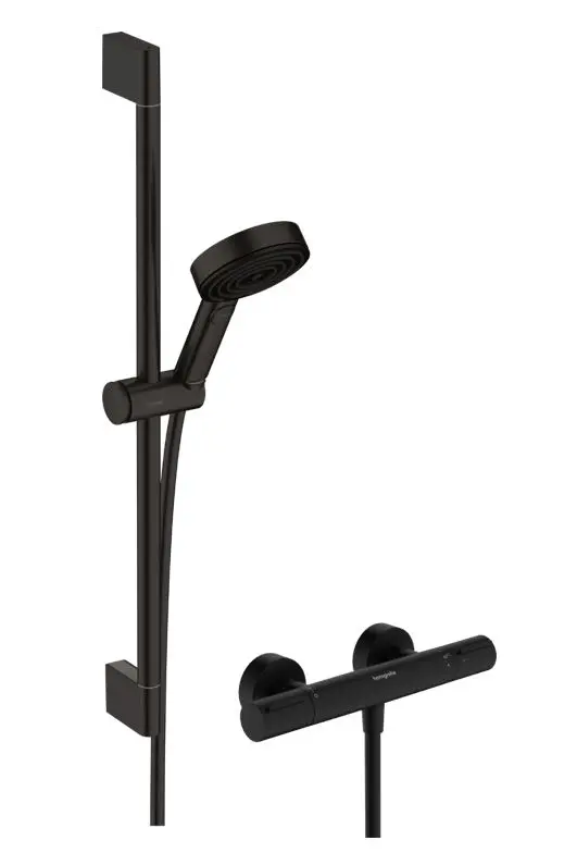 Hansgrohe Pulsify Select S - dušas komplekts ar termostatu, 3 strūklas veidi, EcoSmart, matēti melns 24272670
