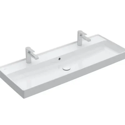 Villeroy & Boch Collaro - mēbeļu izlietne, 120x47 cm, ar pārplūdi, 2 caurumiem jaucējkrānam, CeramicPlus, Alpu balts 4A33C4R1
