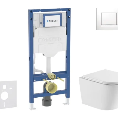Geberit Duofix - komplekts ar priekšsienas elementu, Nefia WC ar SoftClose sēdekli un Sigma20 vadības plati, balts/hroms SANI11CA31108