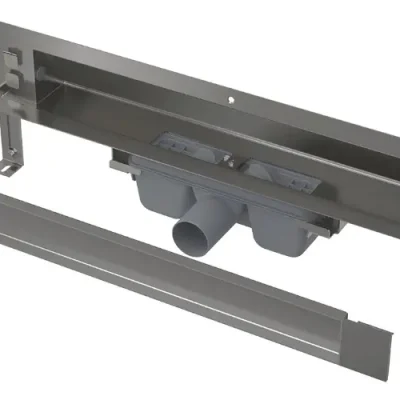 Alcadrain dušas notekas - drenāžas sistēma Spa 105 cm, montāžai pie sienas, flīzēm paredzēts vāks, nerūsējošais tērauds APZ5-TWIN-1050