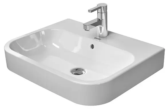 Duravit Happy D.2 - uzliekamā izlietne, 60x46 cm, 1 jaucējkrāna caurums, Alpu balts 2315600000