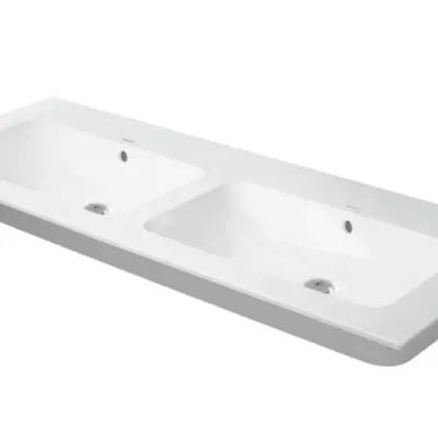 Duravit ME by Starck - mēbeļu dubultizlietne 130x49 cm, ar pārplūdi, bez jaucējkrāna cauruma, WonderGliss, balta 23361300601