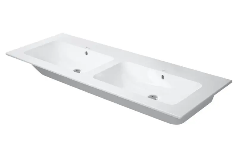 Duravit ME by Starck - mēbeļu dubultizlietne 130x49 cm, ar pārplūdi, bez jaucējkrāna cauruma, WonderGliss, balta 23361300601