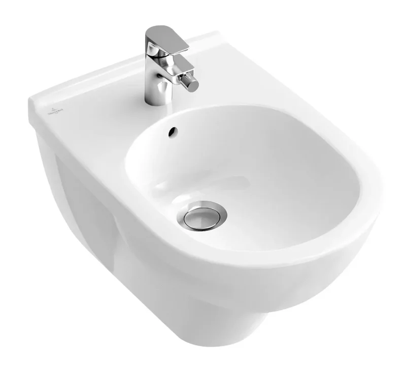 Villeroy & Boch O.novo - pie sienas bidē 360x560 mm, 1 caurums, CermaicPlus, Alpu balts 546000R1
