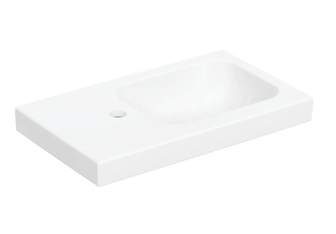 Geberit iCon - roku mazgāšanas izlietne 5x3 cm, bez pārplūdes, jaucējkrāna atvere kreisajā pusē, balta matēta 501.833.JT.1