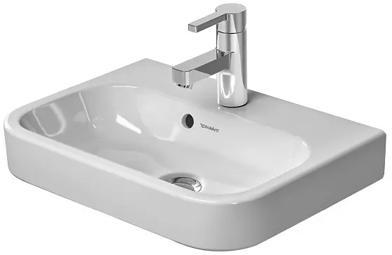 Duravit Happy D.2 - roku mazgāšanas izlietne 50x36 cm, 1 jaucējkrāna caurums, ar WonderGliss, Alpu balts 07105000001