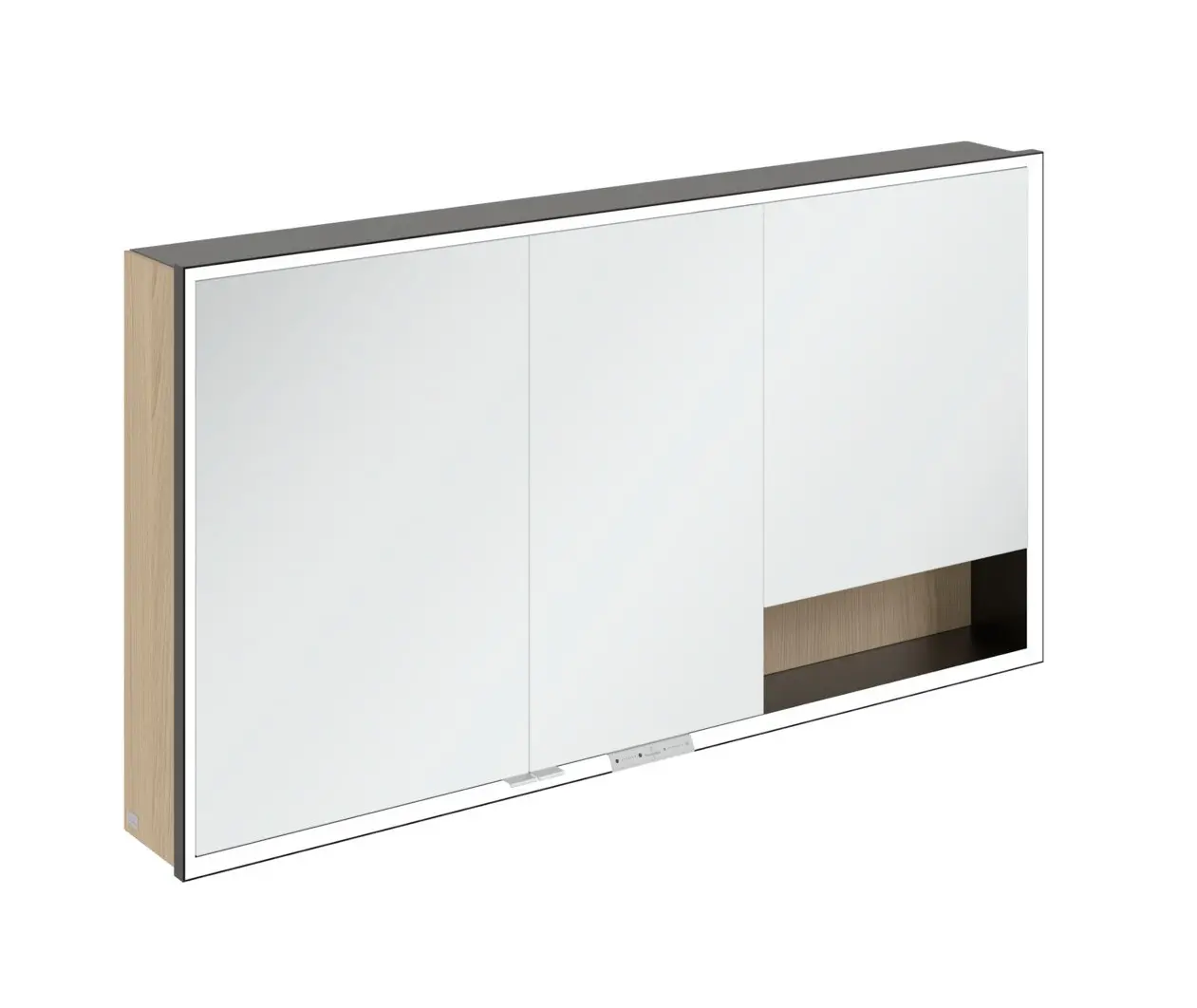 Villeroy & Boch My View+ - spoguļskapītis ar LED apgaismojumu 140x75x17 cm, 3 durvis, Nordic Oak/matēti melns B48114VJ