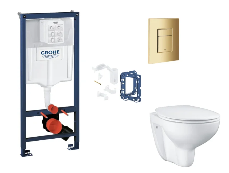 Grohe Rapid SL - komplekts priekšsienas elements, WC ar Softclose sēdekli, Skate Cosmopolitan vadības plāksni un Fresh pārbūves komplektu, Cool Sunrise SANI11BB4154