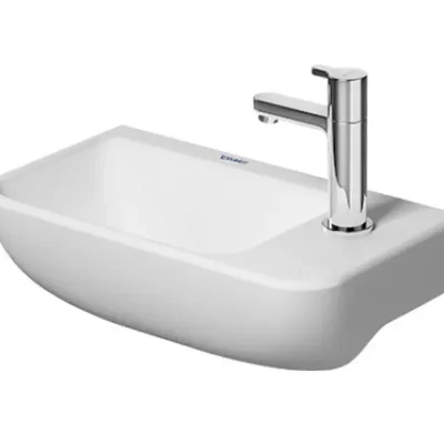 Duravit ME by Starck - rokas izlietne 40x22 cm, 1 jaucējkrāna caurums labajā pusē, WonderGliss, balta matēta 07174032001