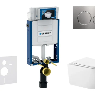 Geberit Kombifix - komplekts priekšsienas elements, WC Gaia ar SoftClose sēdekli un Sigma20 vadības plati, nerūsējošais tērauds SANI15CA6102