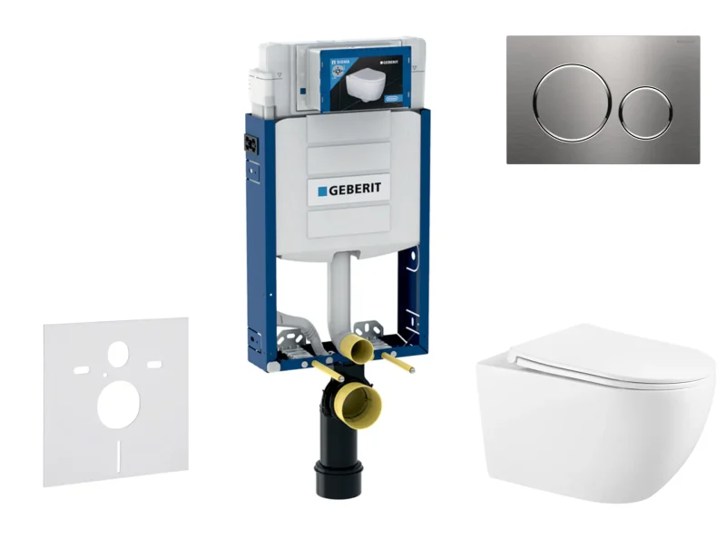 Geberit Kombifix - komplekts priekšsienas elements, WC Gaia ar SoftClose sēdekli un Sigma20 vadības plati, nerūsējošais tērauds SANI15CA6102