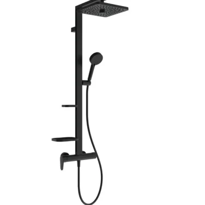 Ideal Standard Ceraflow ALU+ - dušas komplekts ar maisītāju, 26x26 cm, 2 strūklas, zīdaini melns BE204XG