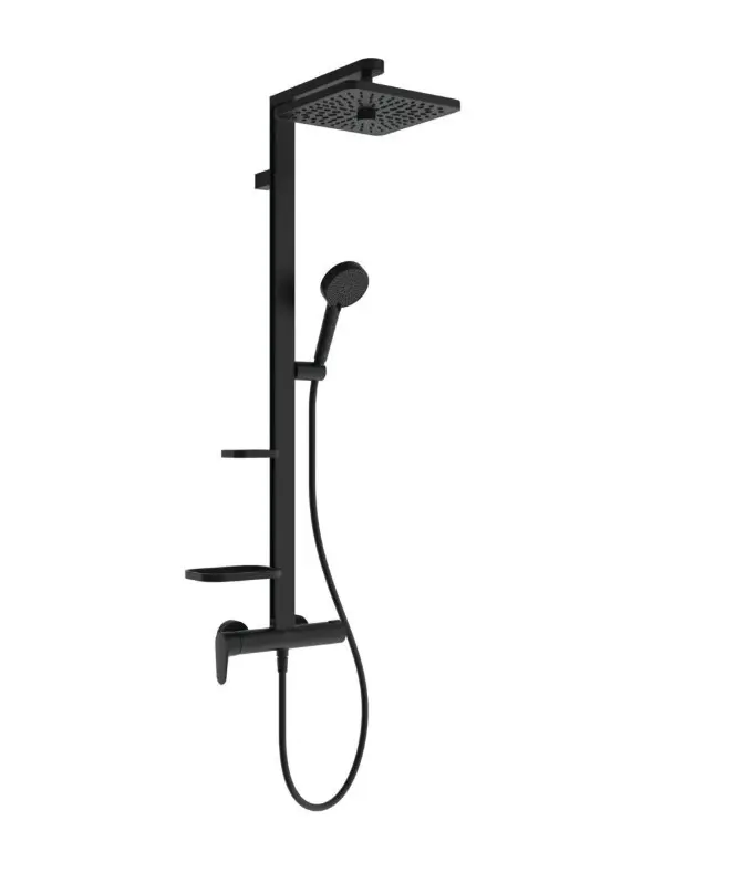 Ideal Standard Ceraflow ALU+ - dušas komplekts ar maisītāju, 26x26 cm, 2 strūklas, zīdaini melns BE204XG