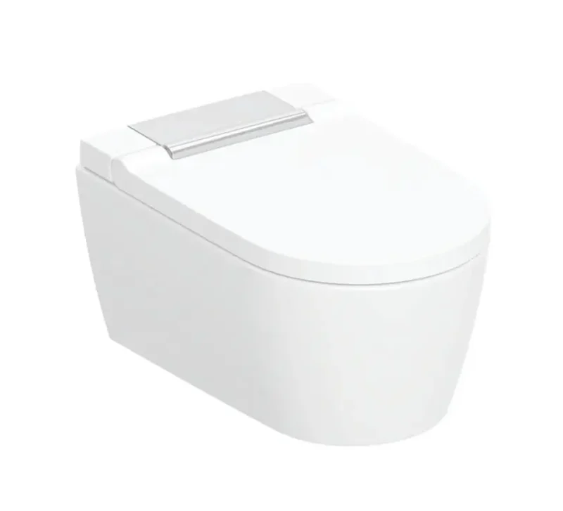Geberit AquaClean - elektroniskais bidē Sela Classic ar keramiku, montāžai pie sienas, TurboFlush, SoftClosing, KeraTect, balts/hroms spīdīgs 146.220.21.1