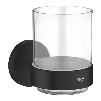 Grohe QuickFix Start - zobu birstes glāze, ar turētāju, stikls/matēti melns 411942430