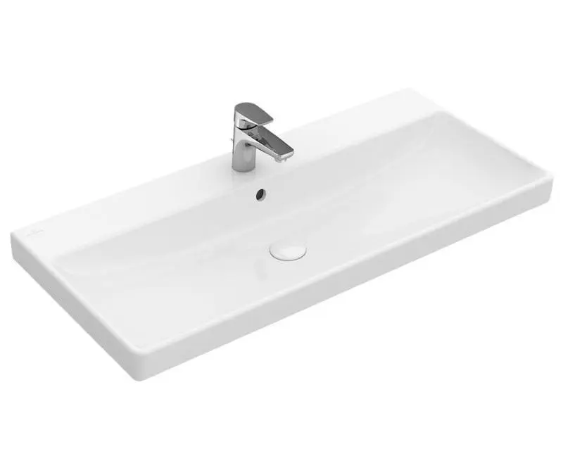 Villeroy & Boch Avento - mēbeļu izlietne, 80x47 cm, ar pārplūdi, ar jaucējkrāna caurumu, CeramicPlus, Alpu balts 415680R1