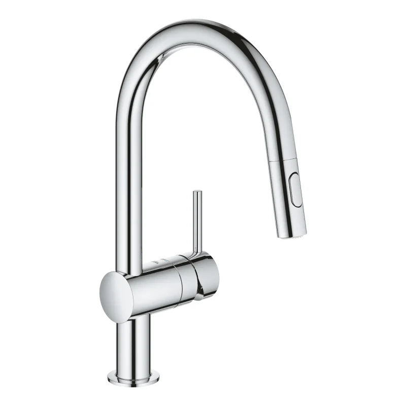Grohe Minta - virtuves izlietnes maisītājs ar izvelkamu trauku dušu, hromēts 32321002