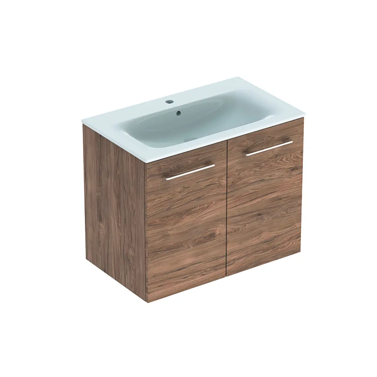 Geberit Selnova Square - izlietnes skapis 64x54x48 cm, ar izlietni, 2 durvis, Hickory riekstkoks 501.258.00.1