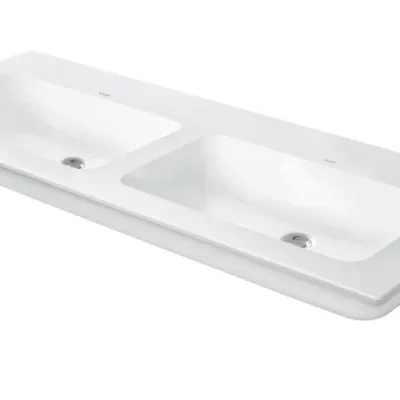 Duravit ME by Starck - dubultā izlietne 130x49 cm, ar pārplūdi, bez cauruma maisītājam, DuraShield, balta 233613AA60