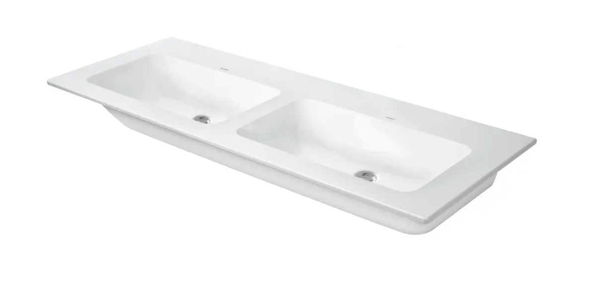 Duravit ME by Starck - dubultā izlietne 130x49 cm, ar pārplūdi, bez cauruma maisītājam, DuraShield, balta 233613AA60