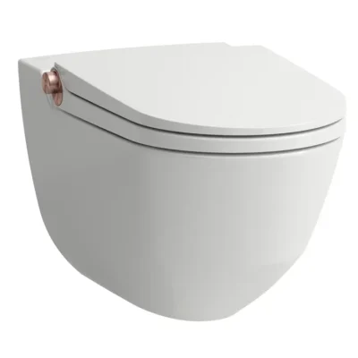 Laufen Cleanet Riva - elektronisks bidē ar keramiku, piekarams, Rimless, SoftClose, matēti balts/pulēts rožzelts H8206917640001