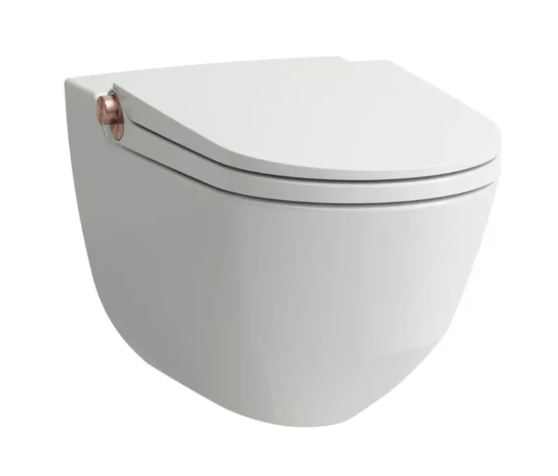 Laufen Cleanet Riva - elektronisks bidē ar keramiku, piekarams, Rimless, SoftClose, matēti balts/pulēts rožzelts H8206917640001