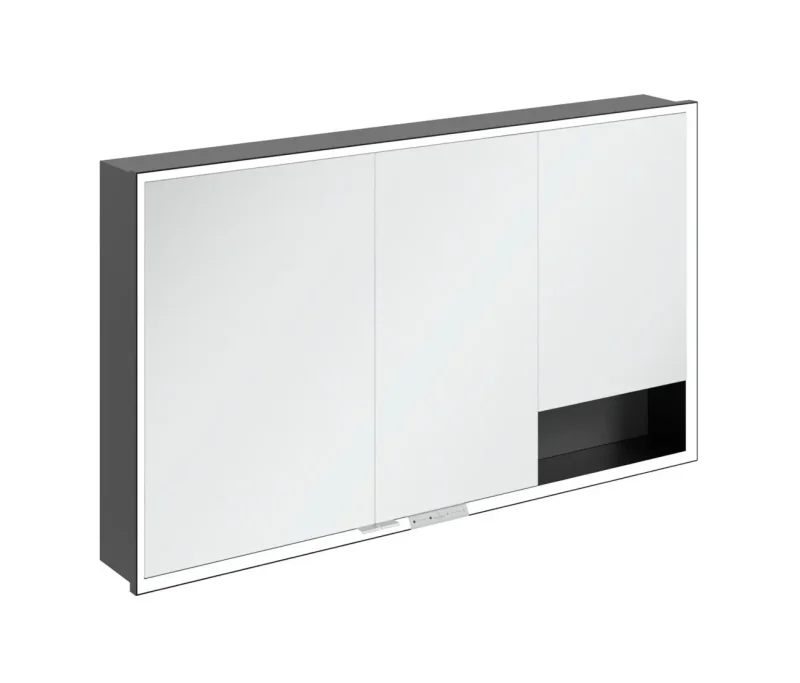 Villeroy & Boch My View+ - spoguļskapītis ar LED apgaismojumu 130x75x17 cm, 3 durvis, graphit/melns-matēts B48213VR