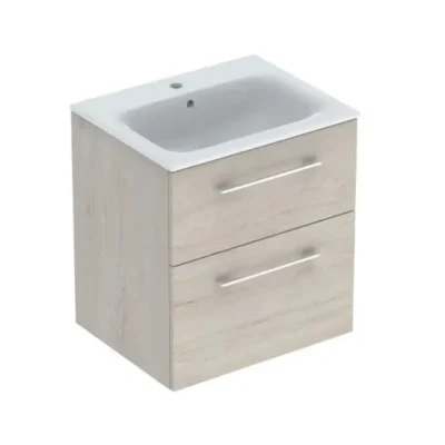 Geberit Selnova Square - izlietnes skapis 64x54x48 cm, ar izlietni, 2 atvilktnes, gaišs Hickory rieksts 501.239.00.1