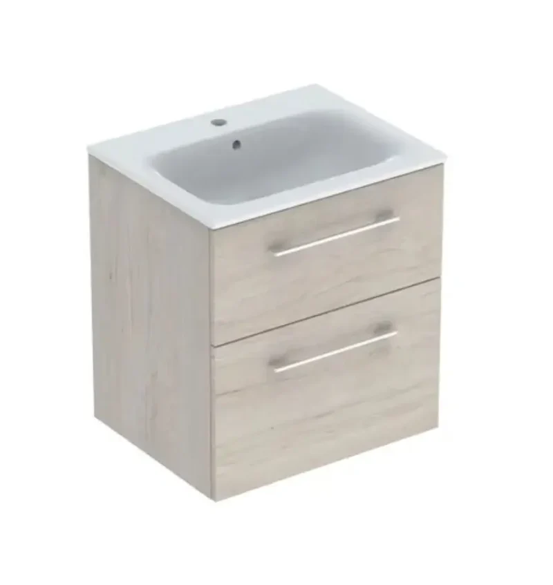 Geberit Selnova Square - izlietnes skapis 64x54x48 cm, ar izlietni, 2 atvilktnes, gaišs Hickory rieksts 501.239.00.1